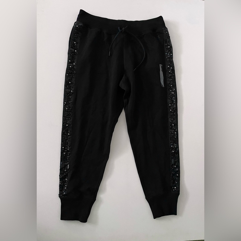 SET POLO RALPH LAUREN Embellished Logo French Terry Hoodie Jogger L Black bling - Picture 11 of 17